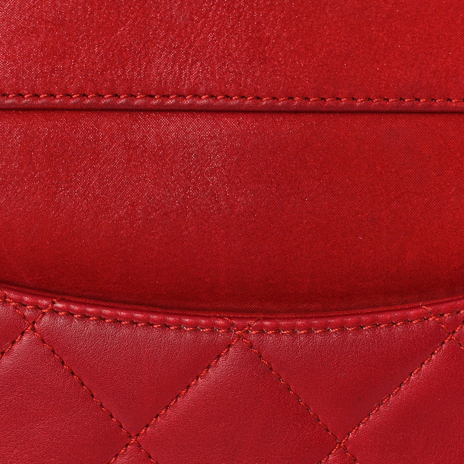 Chanel Lambskin Quilted Square Front Pocket Clutch With Chain Red 12 of 15