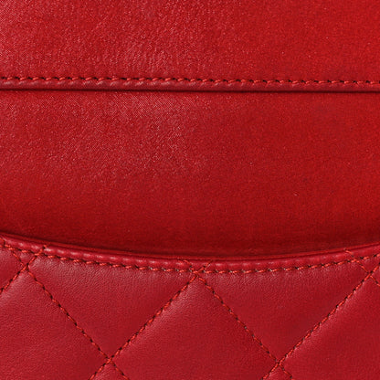 Chanel Lambskin Quilted Square Front Pocket Clutch With Chain Red 12 of 15
