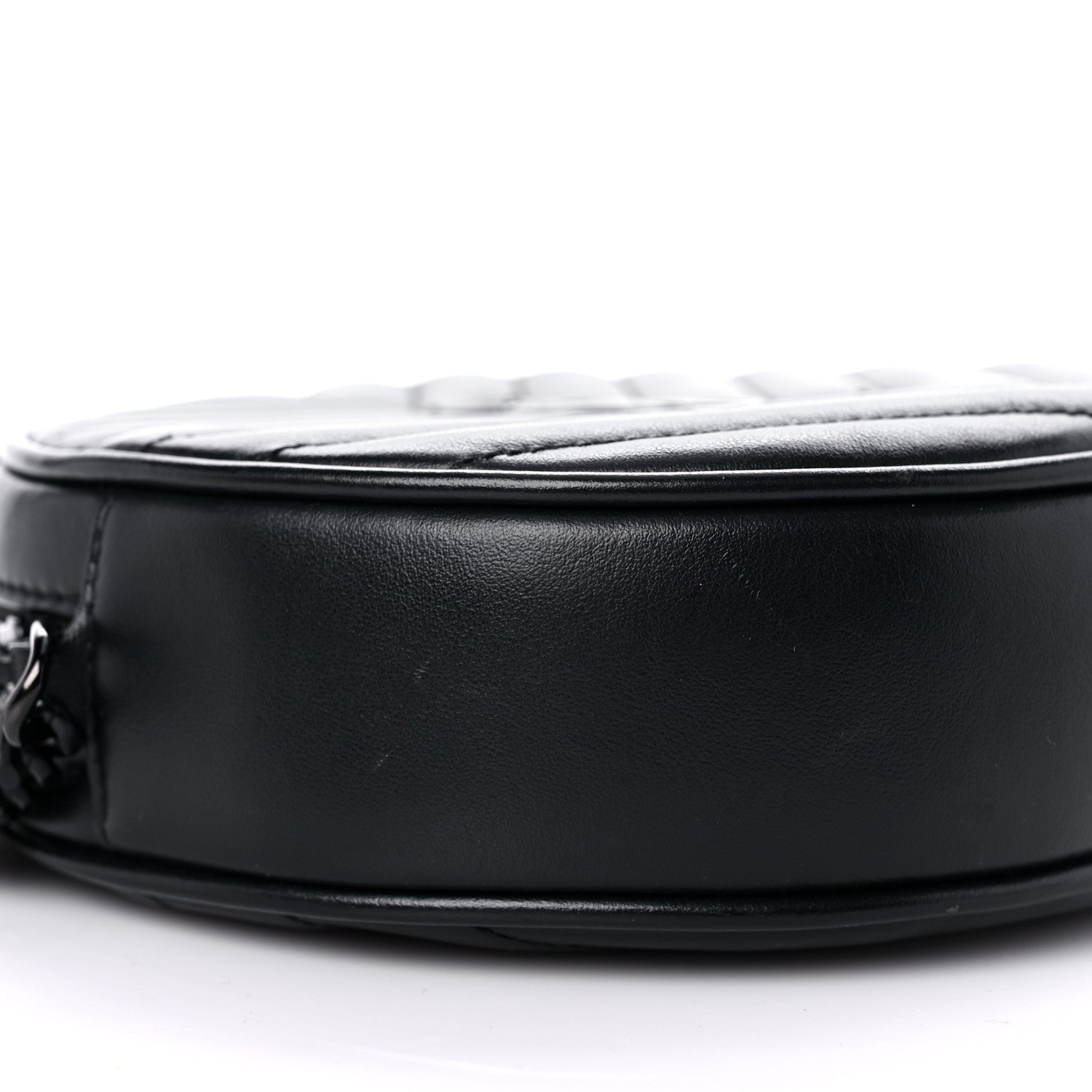 Saint Laurent Calfskin Matelasse Chevron Round Vinyle Camera Bag Black 7 of 12