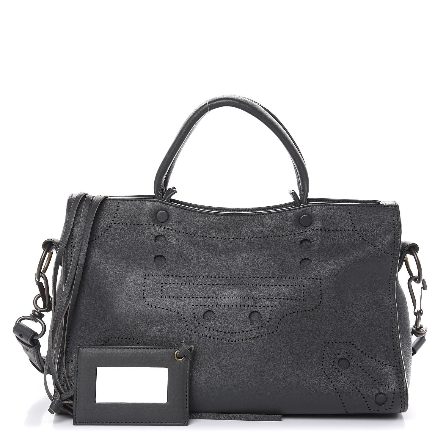 Balenciaga Veau Soyeux Perforated Blackout Hardware S City Gris Fossile 1 of 13