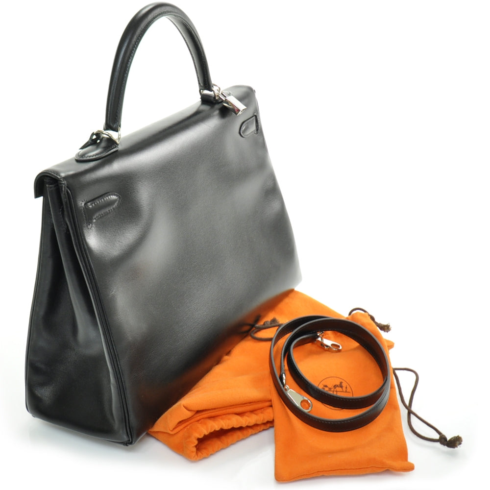 Box Leather Kelly 32 Black