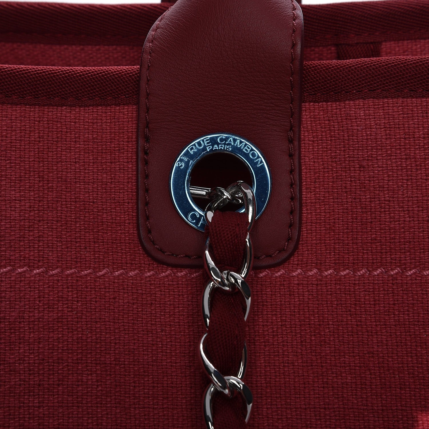 Chanel Canvas Large Deauville Tote Red 9 of 10