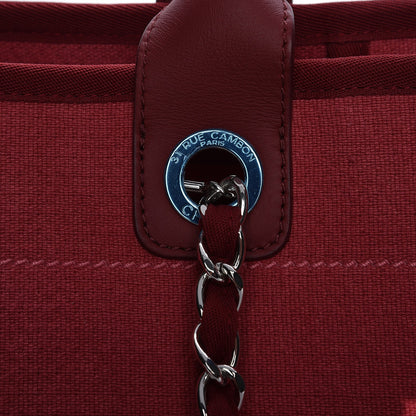 Chanel Canvas Large Deauville Tote Red 9 of 10