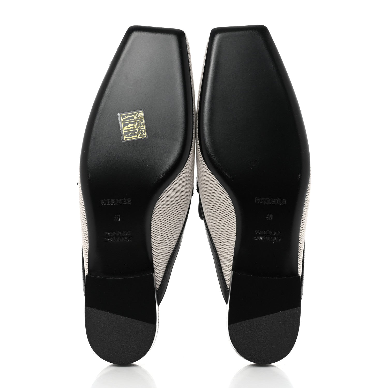 Hermes Canvas Calfskin Womens Groupie Mules 40 Prunoir Black 5 of 9
