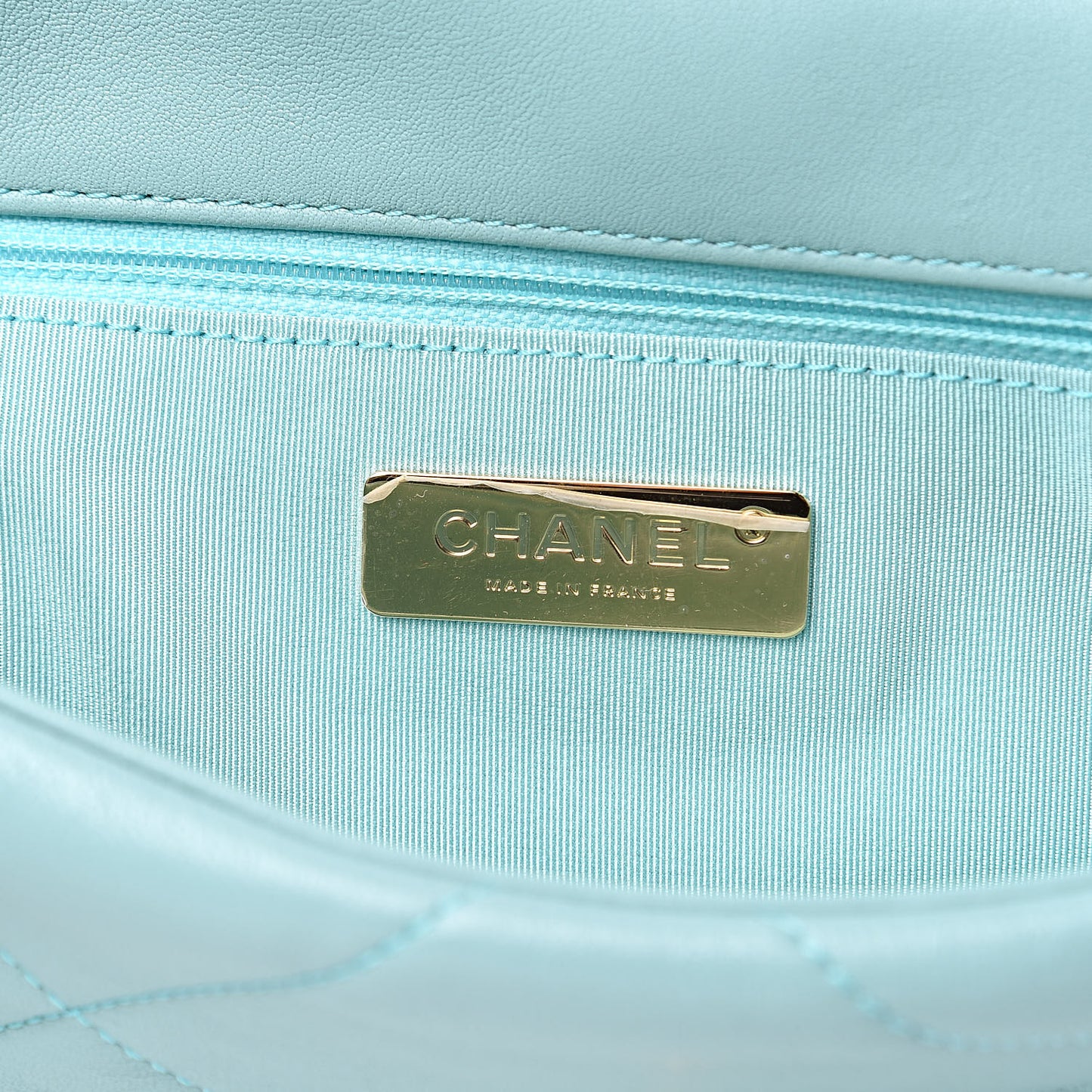 Lambskin Quilted Medium Chanel 19 Flap Light Blue