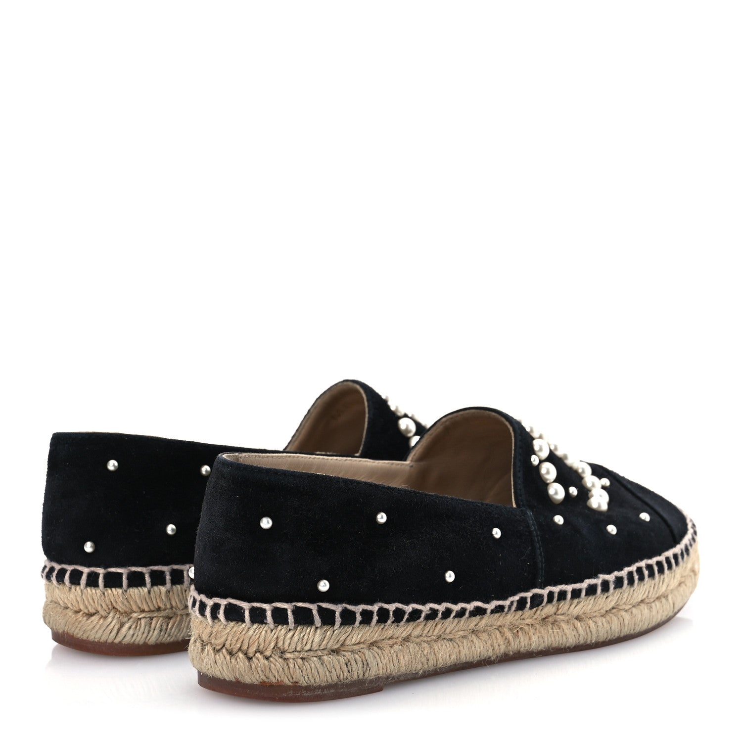 Chanel Suede Pearl CC Espadrilles 37 Black 5 of 12