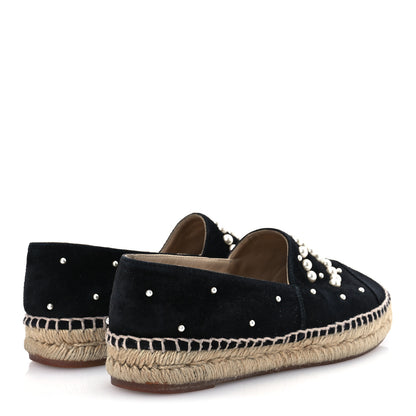 Chanel Suede Pearl CC Espadrilles 37 Black 5 of 12