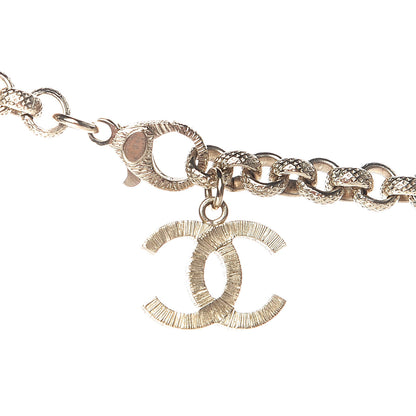 Chanel Metal Crystal Cha-Nel Logo Necklace Gold 5 of 6