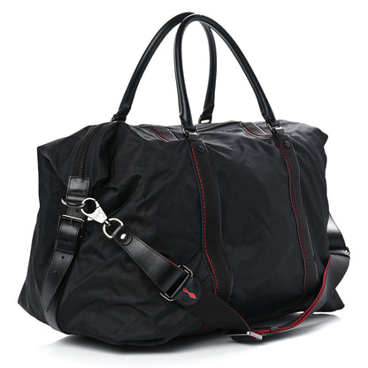 Christian Louboutin Nylon Calfskin Paris Loubcity Weekender Black Gunmetal 3 of 10