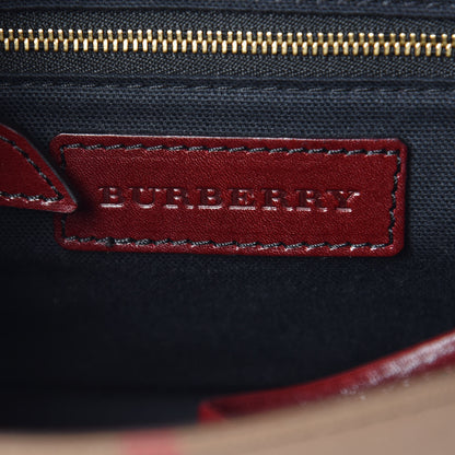 Burberry House Check Bridle Calfskin Small Abbott Crossbody Bag Red Claret 8 of 11