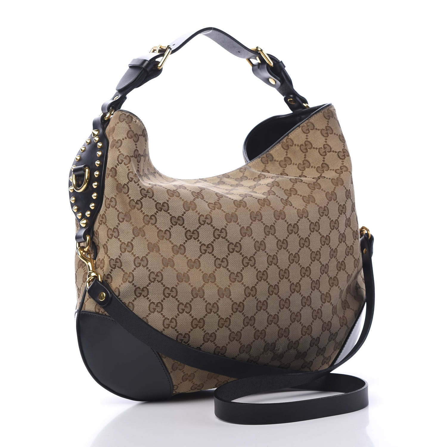 Gucci Monogram Medium Patti Stud Hobo Black 2 of 12