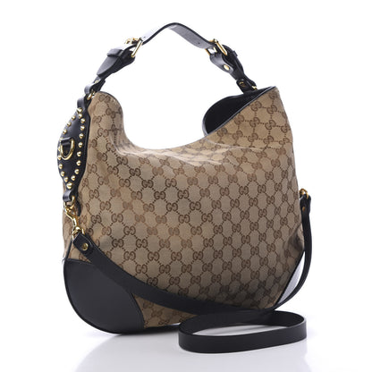Gucci Monogram Medium Patti Stud Hobo Black 2 of 12