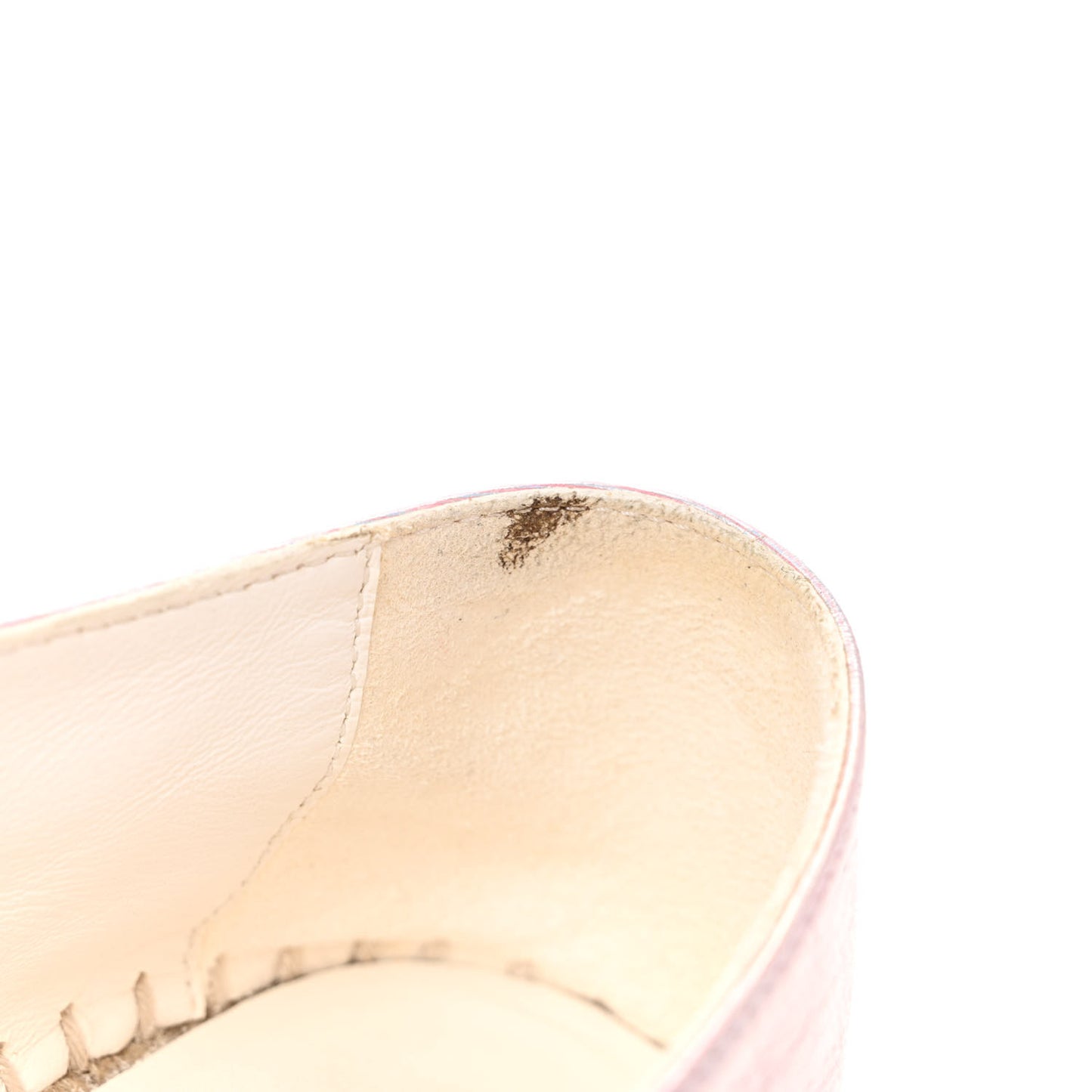 Laminated Lambskin Grosgrain Embroidered CC Espadrilles 39 Pink Silver Black