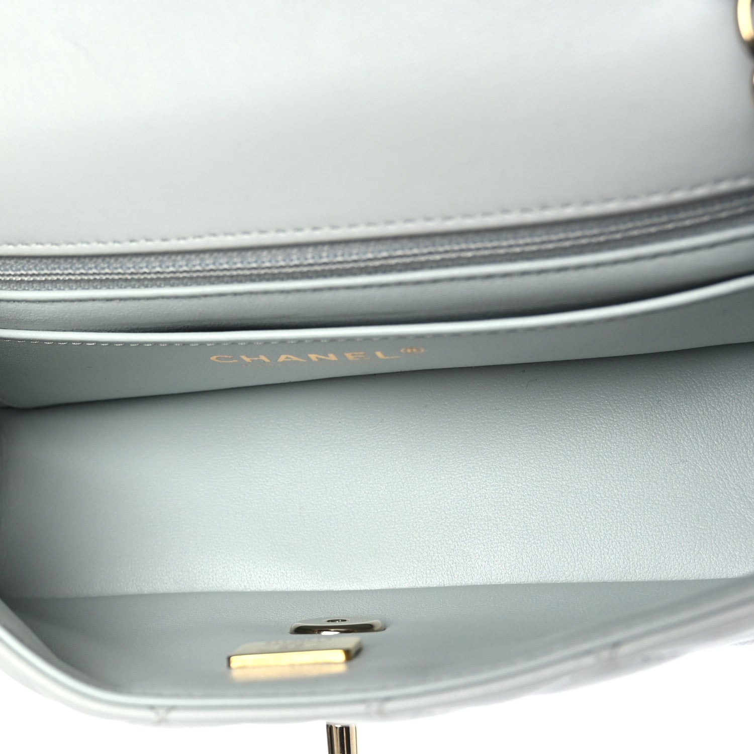 Chanel Lambskin Quilted Mini Rectangular Flap Grey 5 of 9