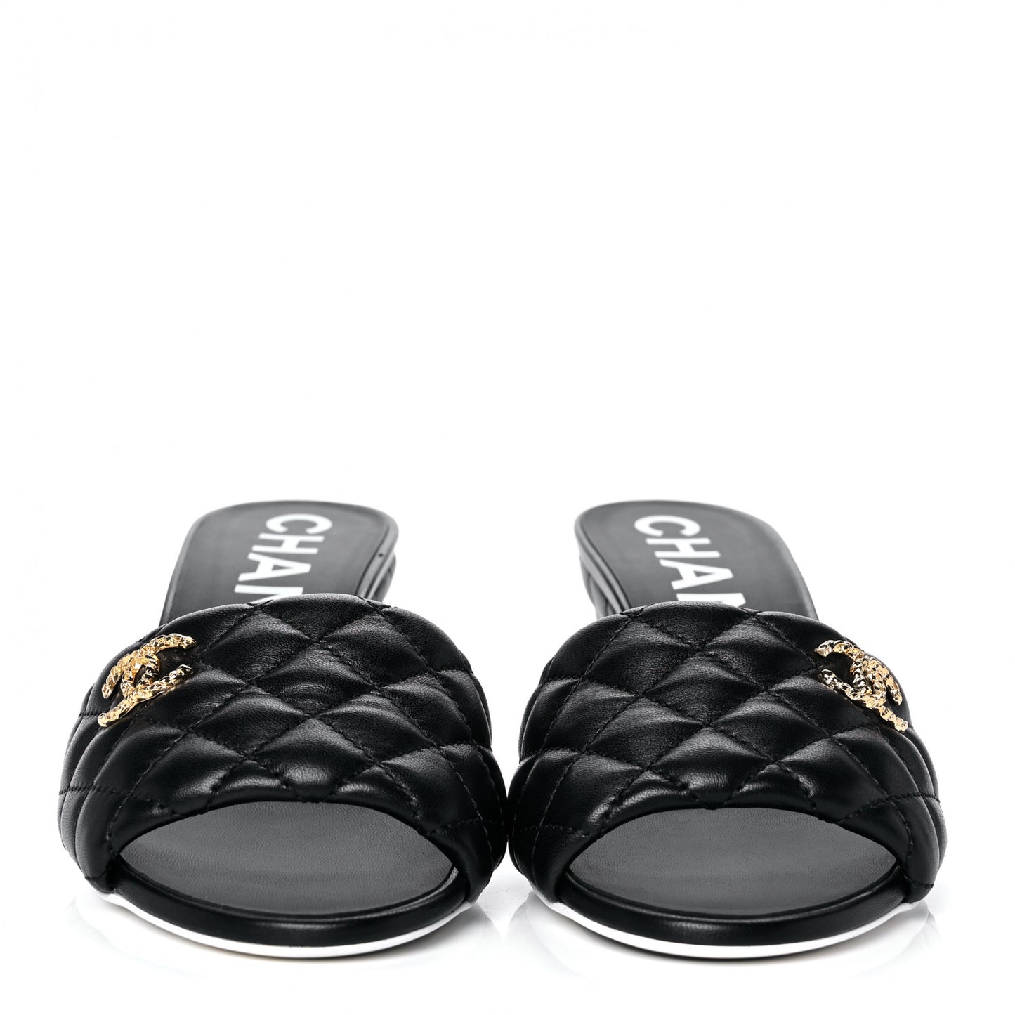 Lambskin Quilted CC Mules 39.5 Black