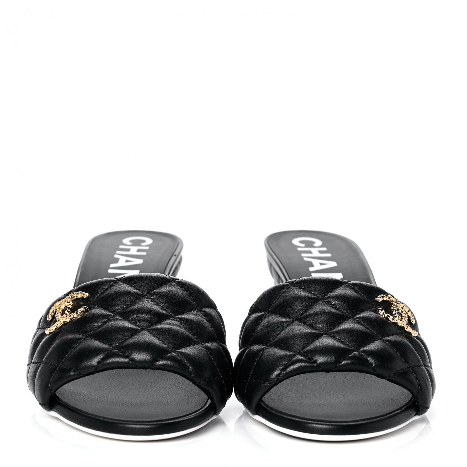 Chanel Lambskin Quilted CC Mules 39.5 Black 2 of 11