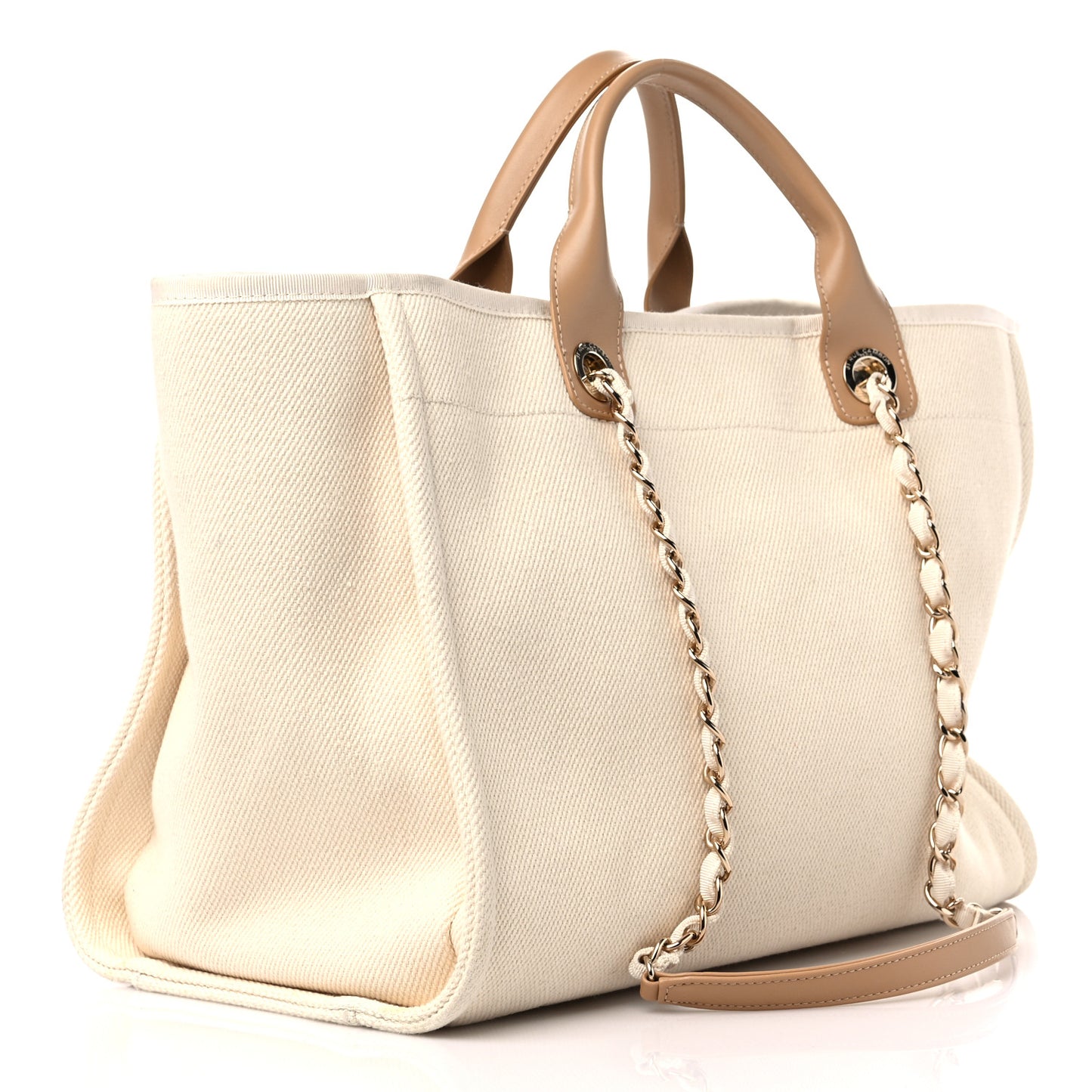 Canvas Pearl Medium Deauville Tote Ecru Beige