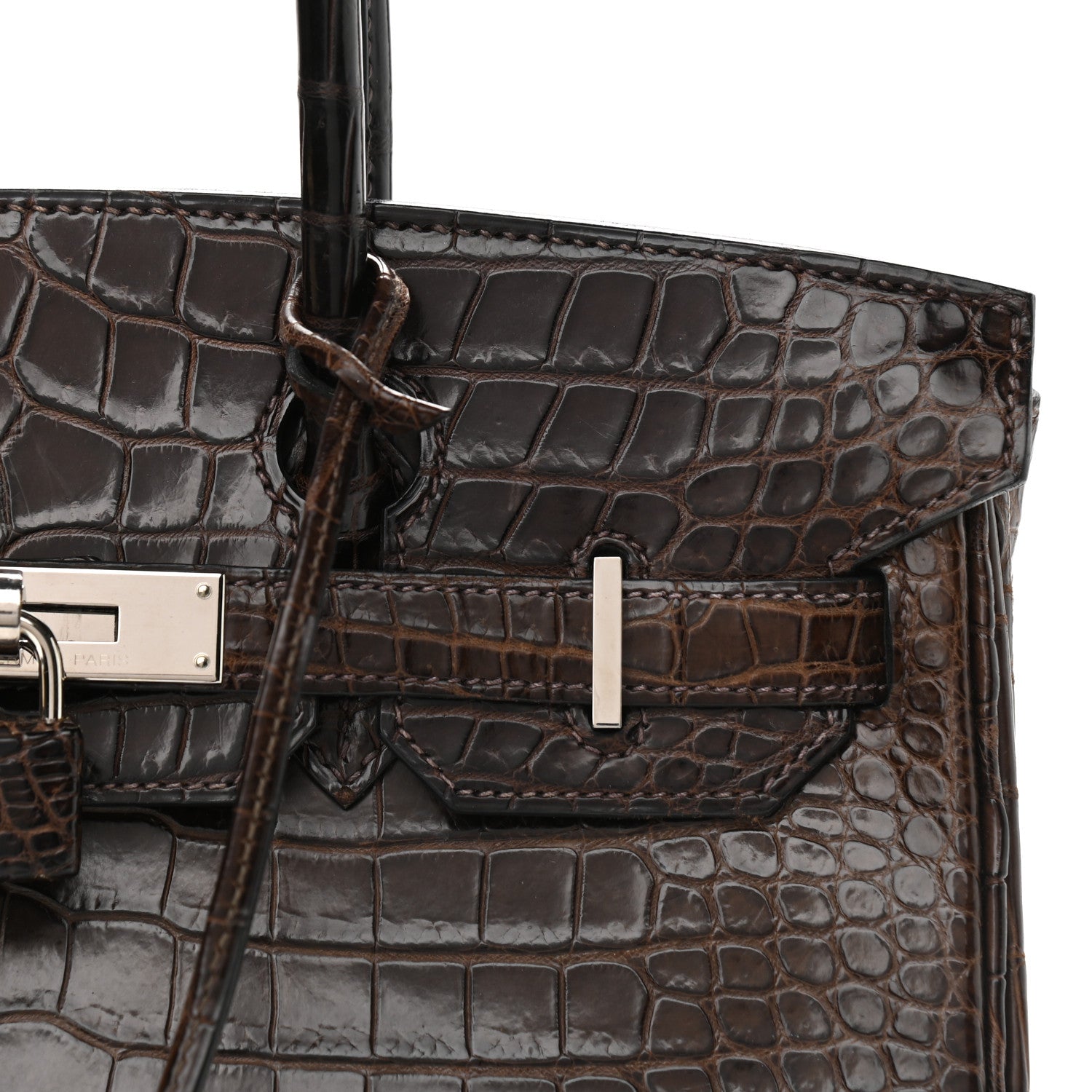 Hermes Shiny Porosus Crocodile Birkin 30 Havane 12 of 14