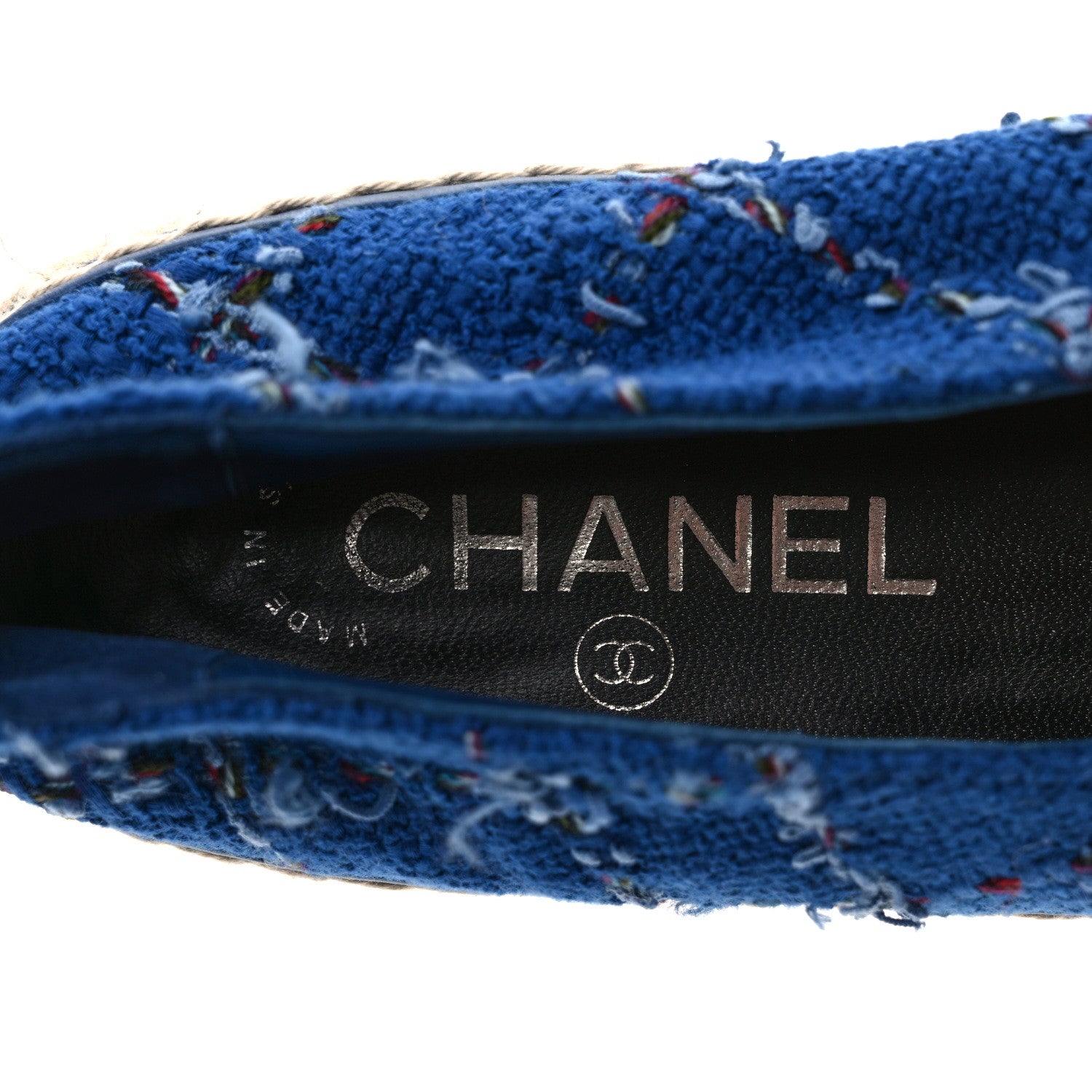 Chanel Tweed Grosgrain CC Espadrilles 39 Light Blue Green Black 7 of 8