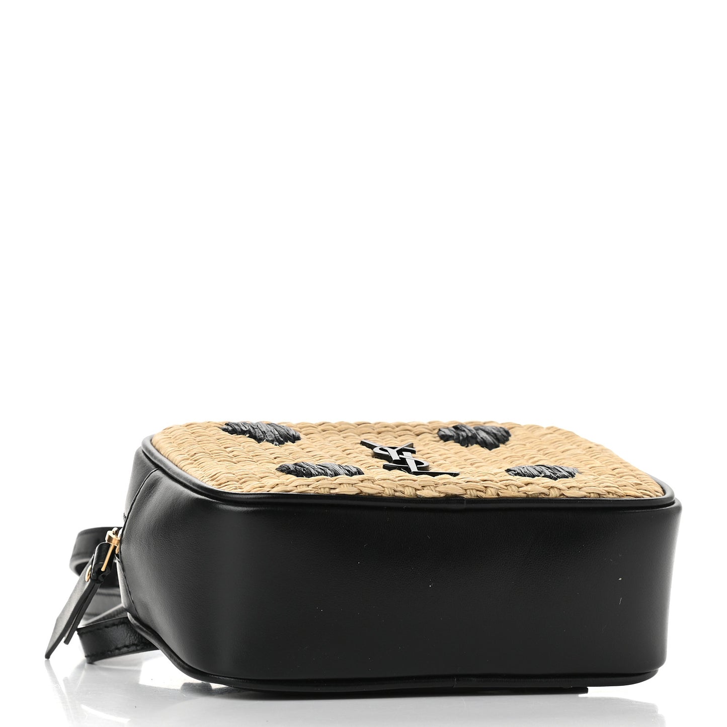 Raffia Canvas Monogram Lou Heart Belt Bag Beige Black