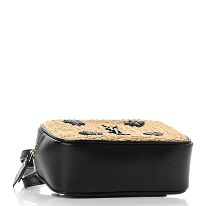 Saint Laurent Raffia Canvas Monogram Lou Heart Belt Bag Beige Black 4 of 8
