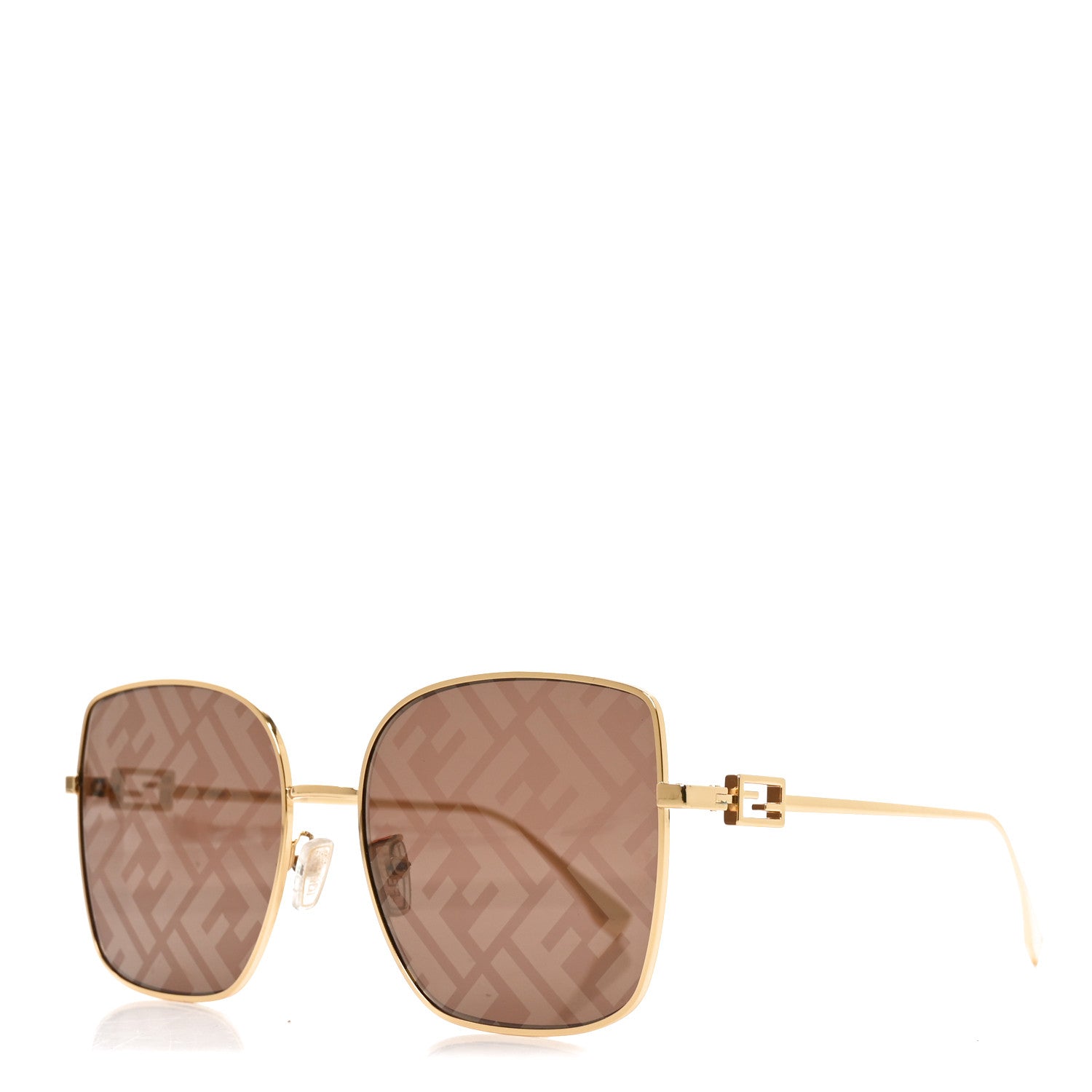 Fendi Metal Baguette Square Sunglasses FE40013U Gold Brown 1 of 6