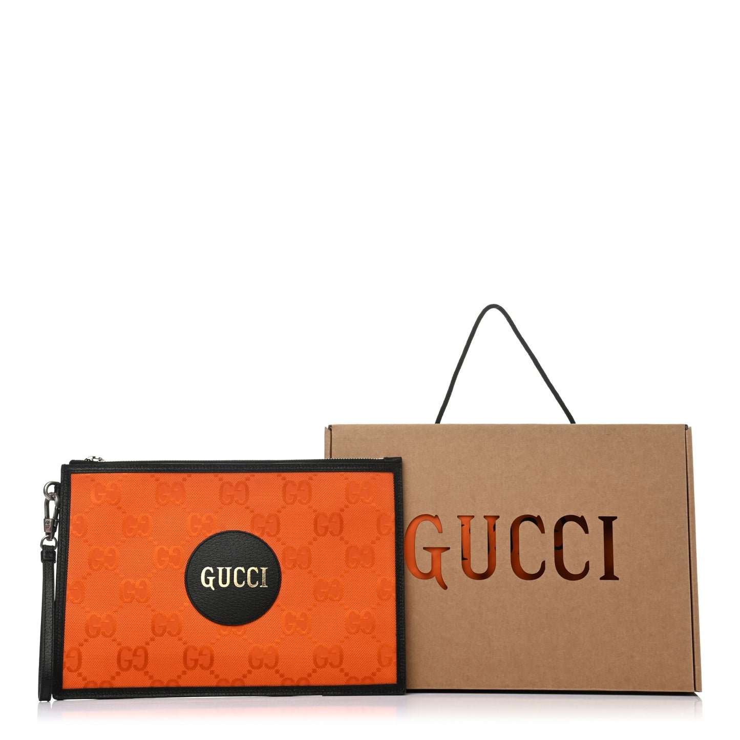 Econyl Nylon Monogram Off The Grid Zip Pouch Carrot Orange Black