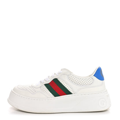 Gucci Calfskin Web Perforated Womens Platform 55mm Sneakers 38.5 White Bright Splash 1 of 10