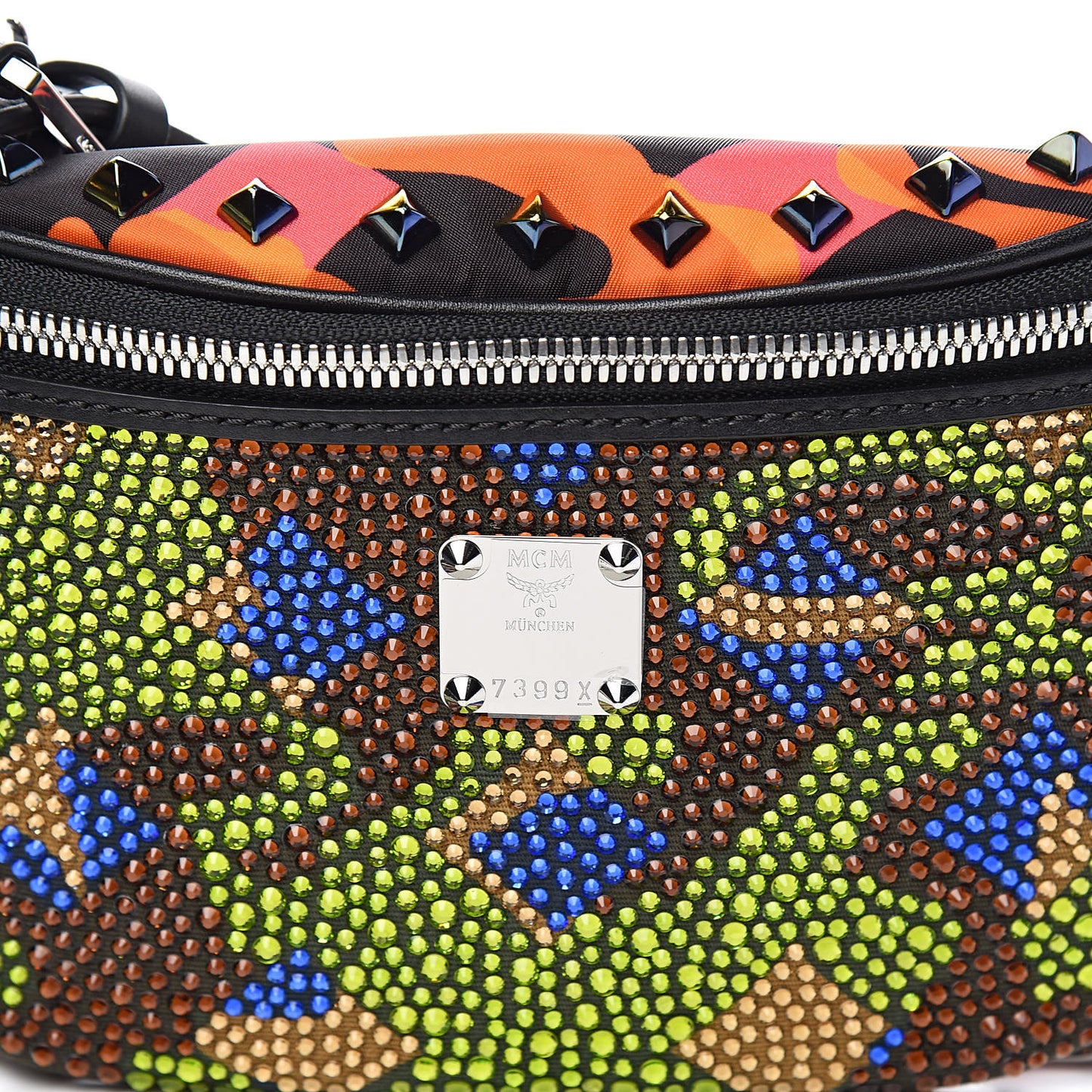 Visetos Nylon Crystal Lion Camo Crossbody Bag Multicolor