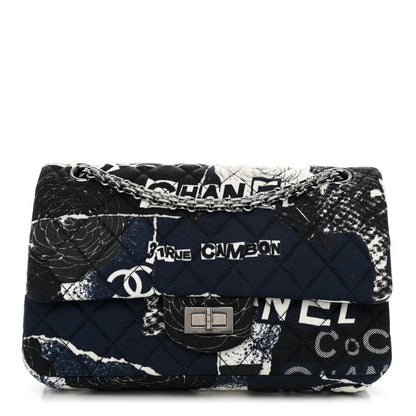 Chanel Jersey Quilted Camellia 2.55 Reissue 225 Flap Navy Blue 1 of 9