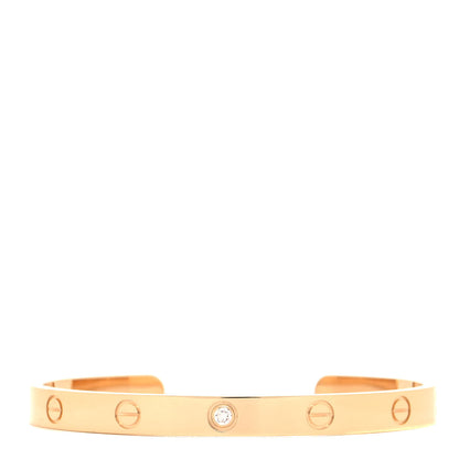 Cartier 18K Yellow Gold 1 Diamond LOVE Cuff Bracelet 18 1 of 5