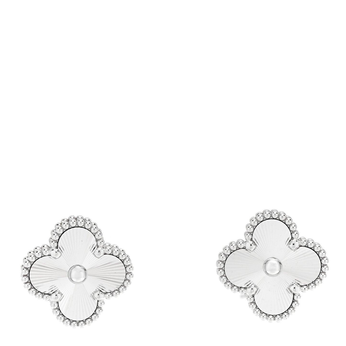 18K White Gold Guilloche Vintage Alhambra Earrings