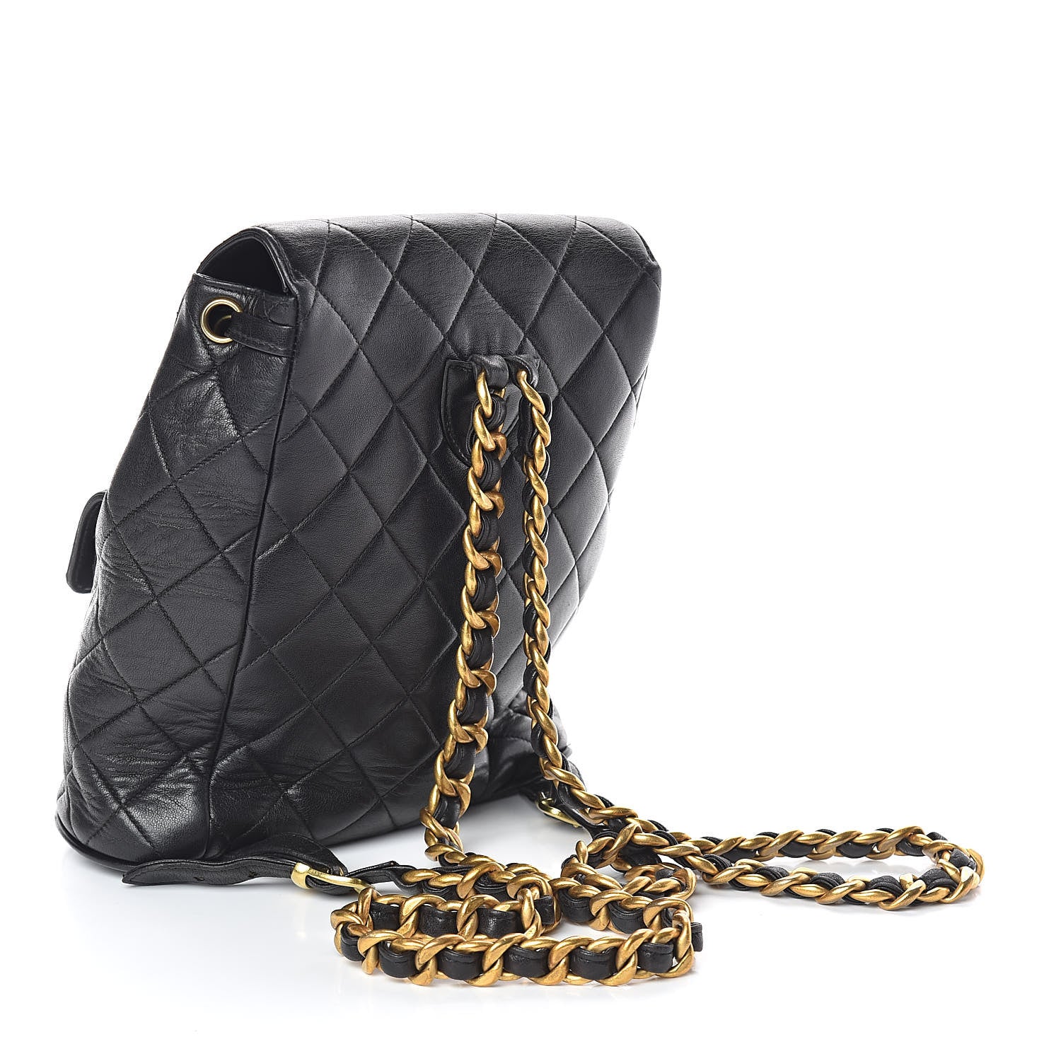 Chanel Lambskin Quilted Drawstring Backpack Black 3 of 10