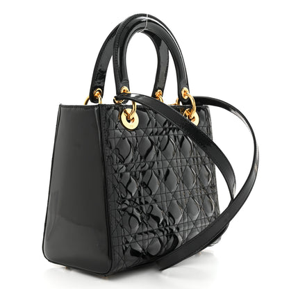 Christian Dior Patent Cannage Medium Lady Dior Black 3 of 14