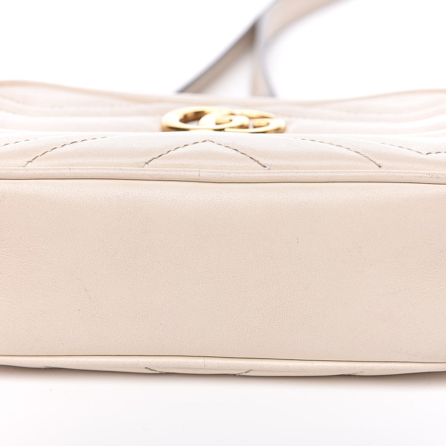 Calfskin Matelasse Mini GG Marmont Chain Shoulder Bag White