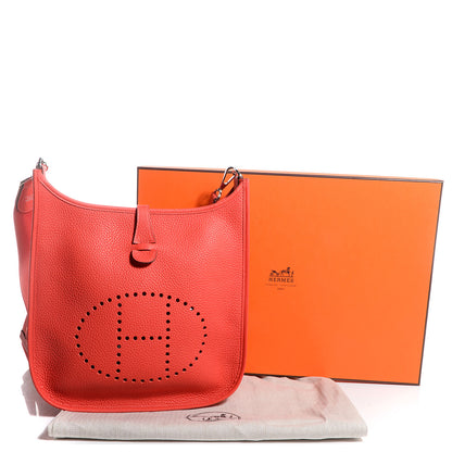 Hermes Taurillon Clemence Evelyne III PM Rouge Pivoine 10 of 15