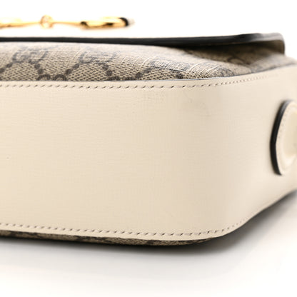 Gucci GG Supreme Monogram Small Horsebit 1955 Shoulder Bag Beige Mystic White 11 of 14