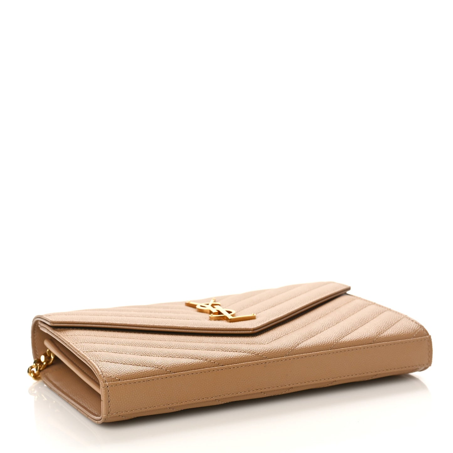 Grain De Poudre Matelasse Chevron Cassandre Chain Wallet Cork