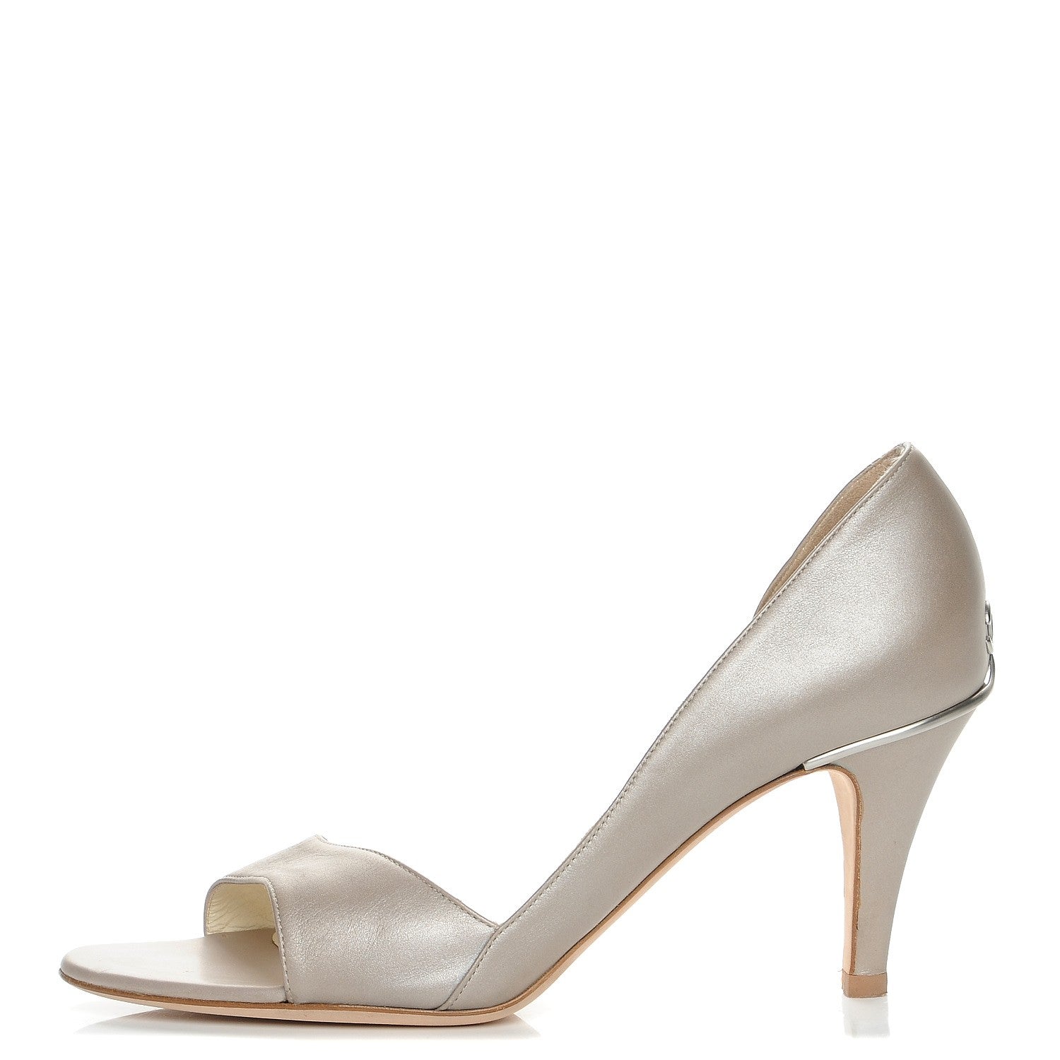 Chanel Metallic Calfskin CC Peep Toe Pumps 39 Champagne 1 of 9
