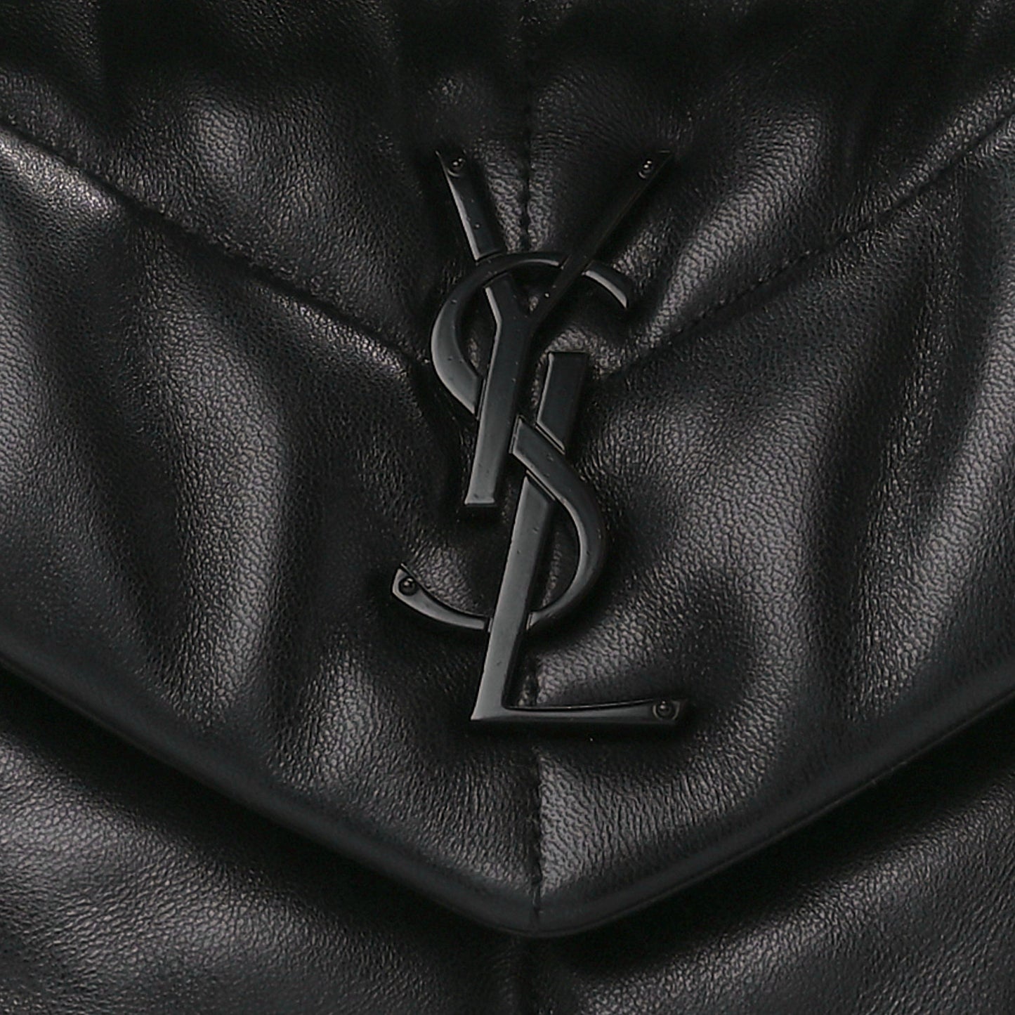 Lambskin Quilted Monogram Monochrome Small Loulou Puffer Chain Satchel Black