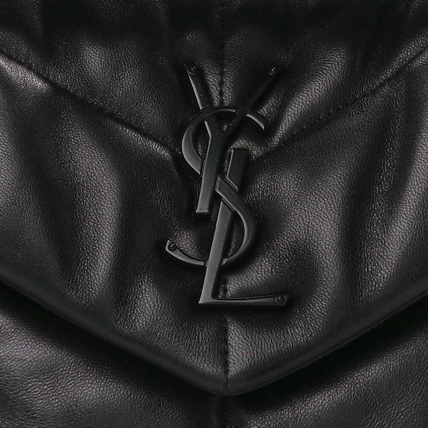 Saint Laurent Lambskin Quilted Monogram Monochrome Small Loulou Puffer Chain Satchel Black 9 of 11