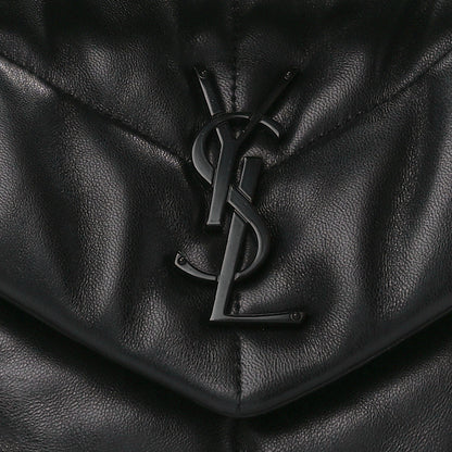 Saint Laurent Lambskin Quilted Monogram Monochrome Small Loulou Puffer Chain Satchel Black 9 of 11