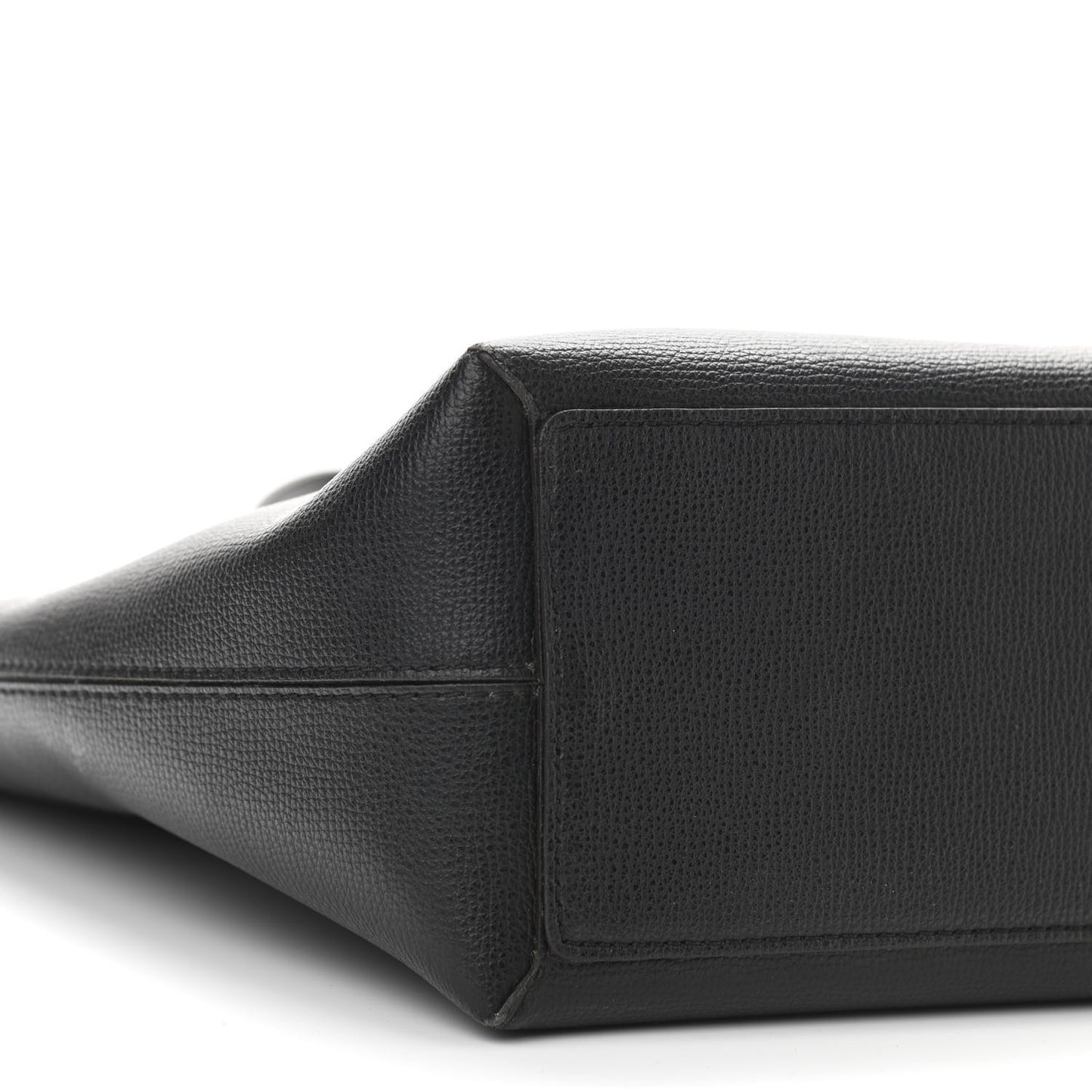 Grainy Calfskin Haymarket Check Medium Reversible Tote Black