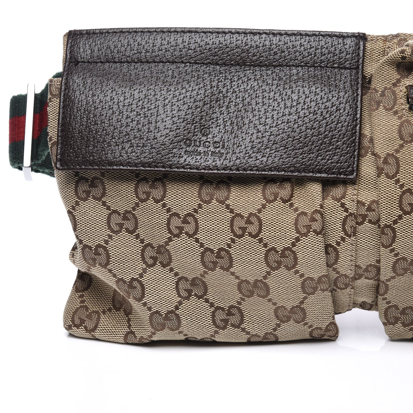 GG Monogram Double Pocket Belt Bag Dark Brown