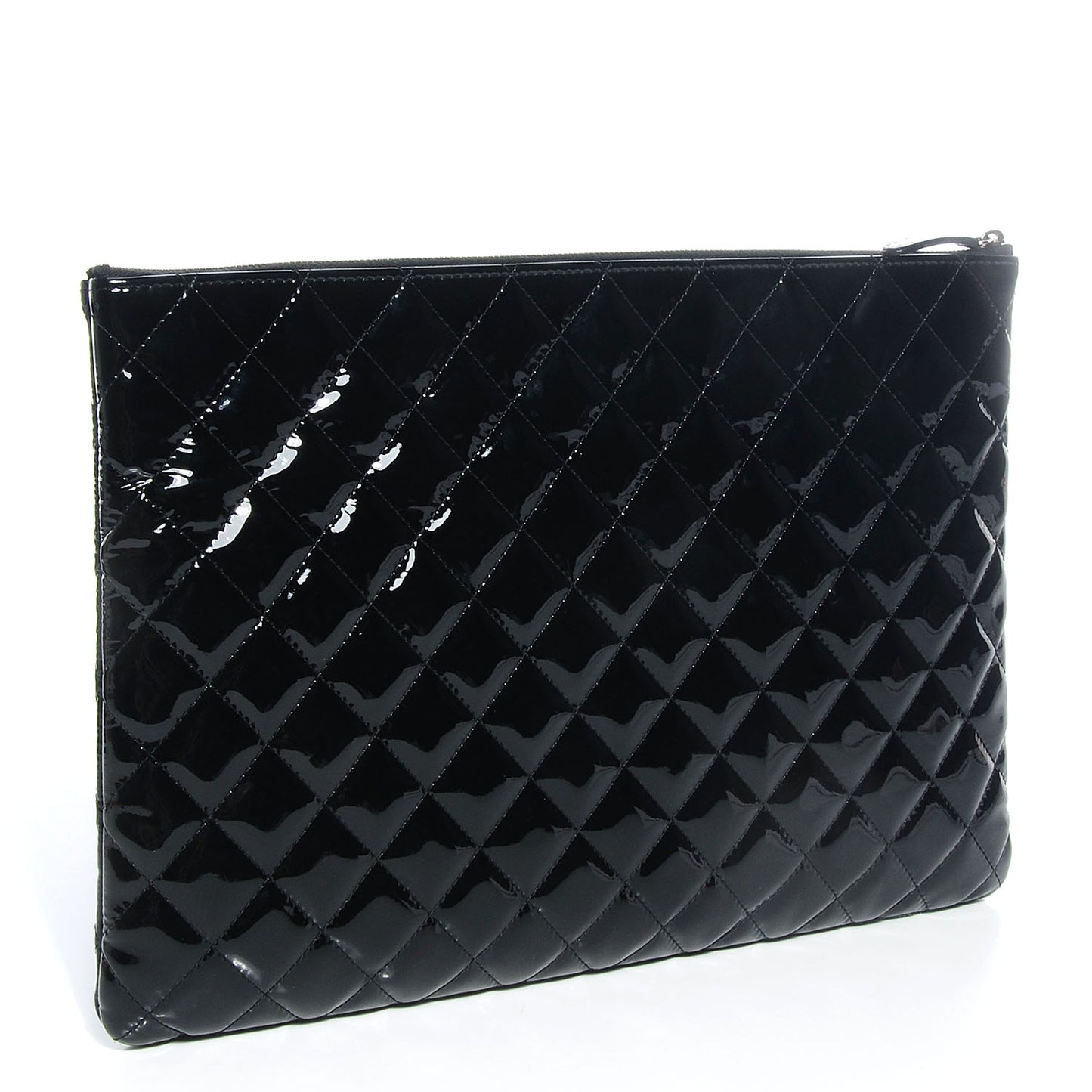 Patent Quilted Large Cosmetic Case Black