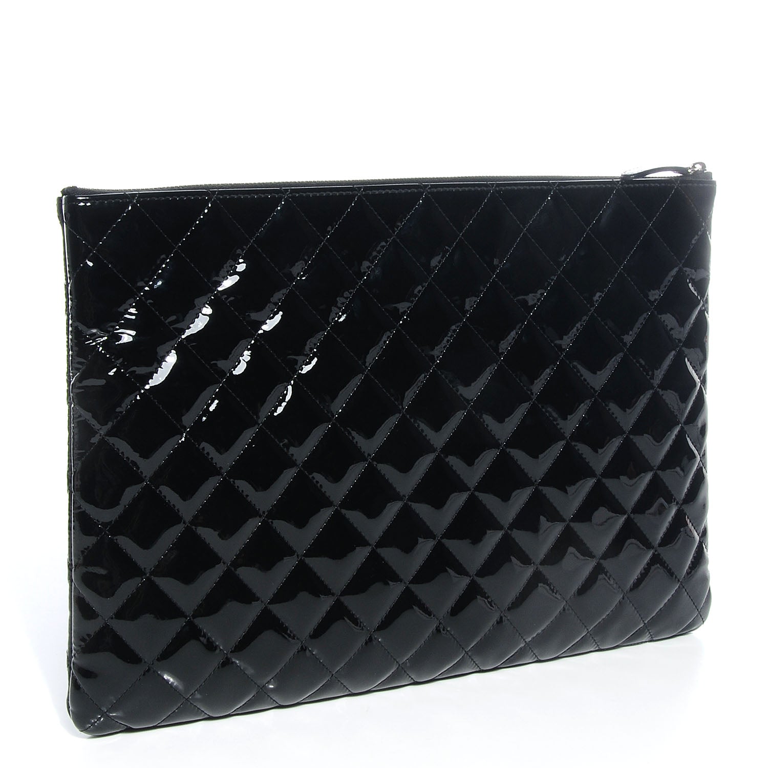 Chanel Patent Quilted Large Cosmetic Case Black 3 of 8