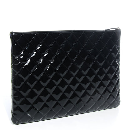 Chanel Patent Quilted Large Cosmetic Case Black 3 of 8