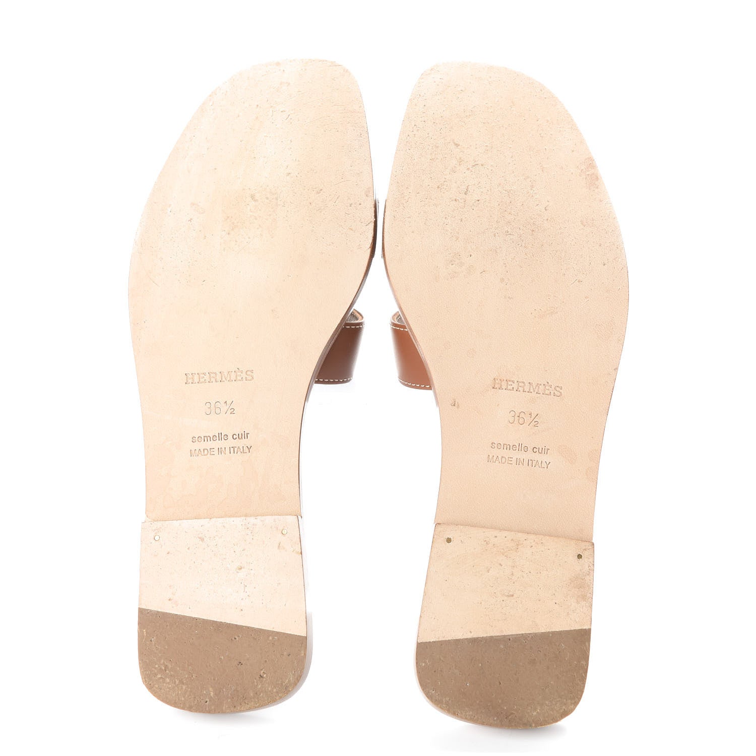Hermes Box Calfskin Oran Sandals 36.5 Gold 5 of 10