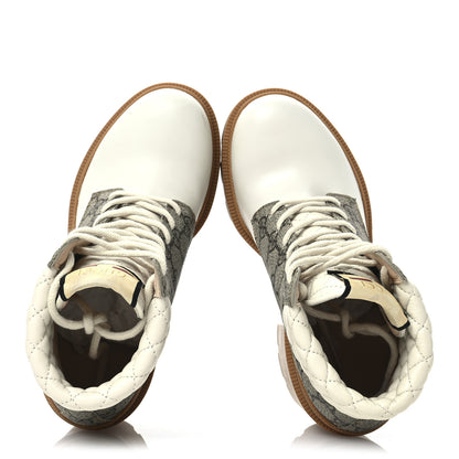 Gucci Apollo Calfskin GG Supreme Nappa Samoa Quilted Lace Up Ankle Boots 36 Mystic White Beige Ebony 2 of 9