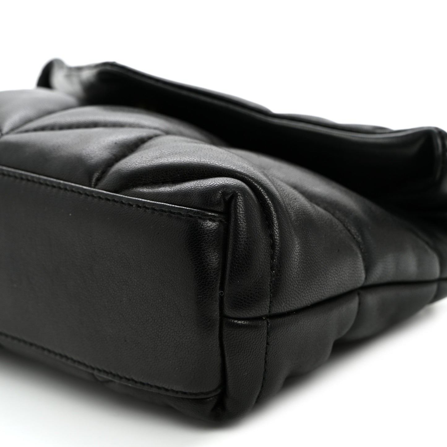 Lambskin Quilted Toy Loulou Puffer Monogram Chain Satchel Black
